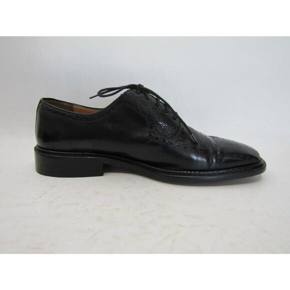Mezlan Mens Size 9.5 M Black Leather Ostrich Leg Oxford Dress Shoes main image 6